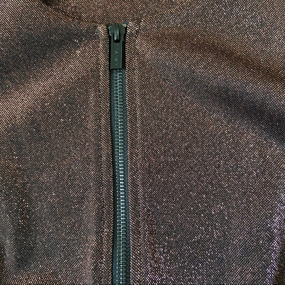 Tahari Bronze Shine Crop Zip Up Blazer Jacket - Picture 5 of 13